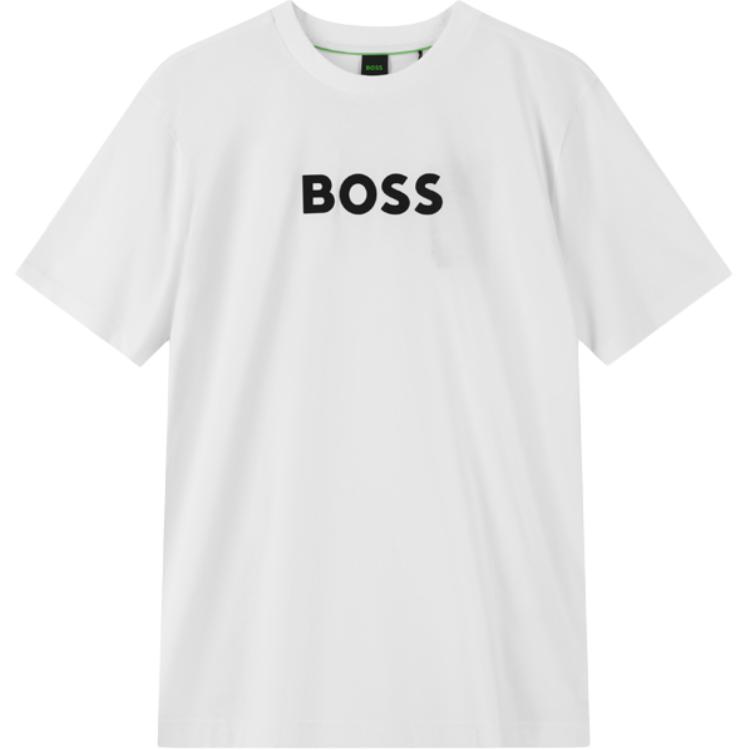 

HUGO BOSS Футболка мужская белая с круглым вырезом умеренного прямого кроя