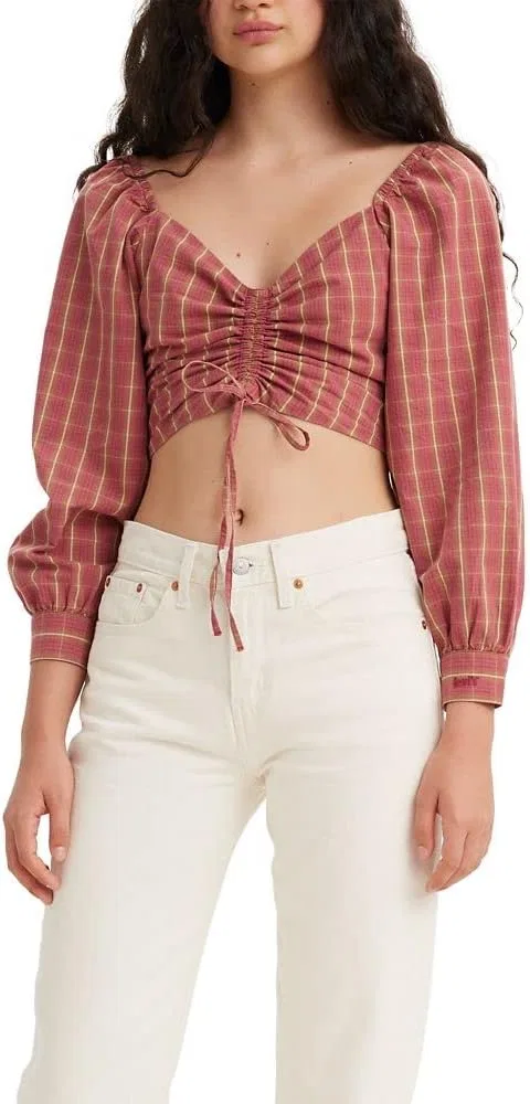 Блуза, плед, Devin, Levi's, красно-белый