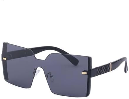 

Солнцезащитные очки без оправы большого квадратного размера для женщин, цельные зеркальные линзы, солнцезащитные очки без оправы для мужчин, ретро-оправа большого размера MTZJH, Black