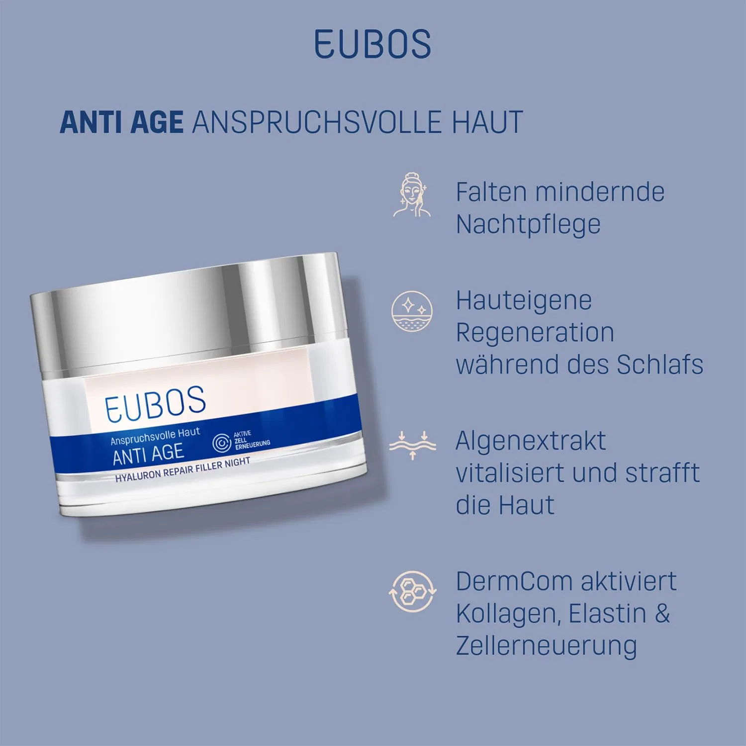 Крем для лица Eubos — Ночной -филлер «Hyaluronic Repair» от, 50 мл — фото 4