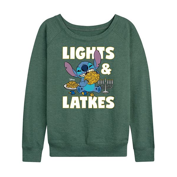 

Женская футболка с длинным рукавом Lilo & Stitch Lights & Latkes из френч терри Disney, Heather Juniper