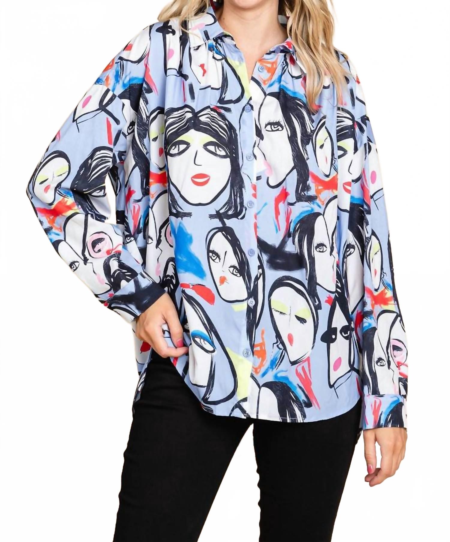 

Jodifl Белая рубашка на пуговицах с принтом лица