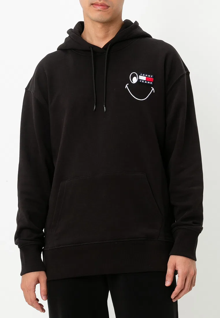 Толстовка с улыбающимся значком, Tommy Jeans Tommy Hilfiger, черный