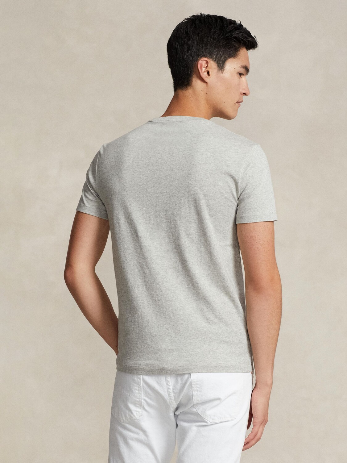 Футболка Polo Custom Slim Fit Ralph Lauren, новая хизер грей — фото 2
