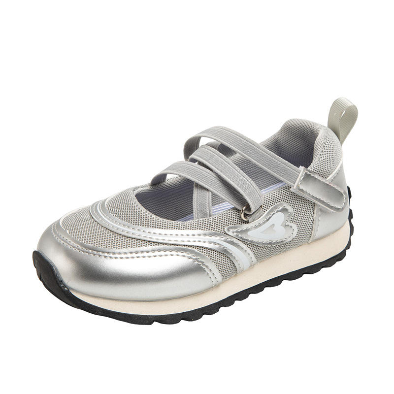 

Износостойкие дышащие низкие детские повседневные кроссовки Kids' Neon, серебро