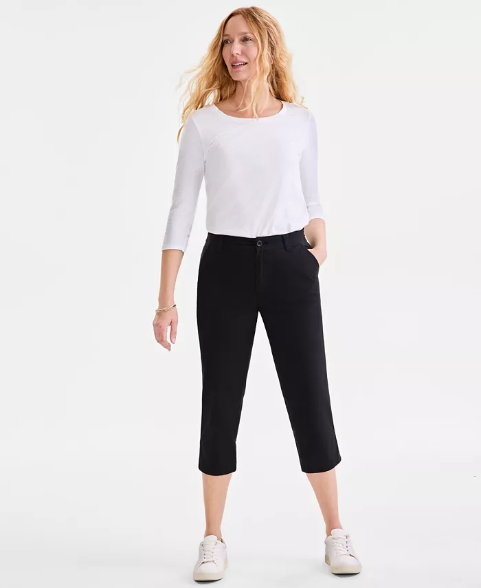 

Женские капри с комфортной талией средней посадки, Regular & Petite Style & Co, черный