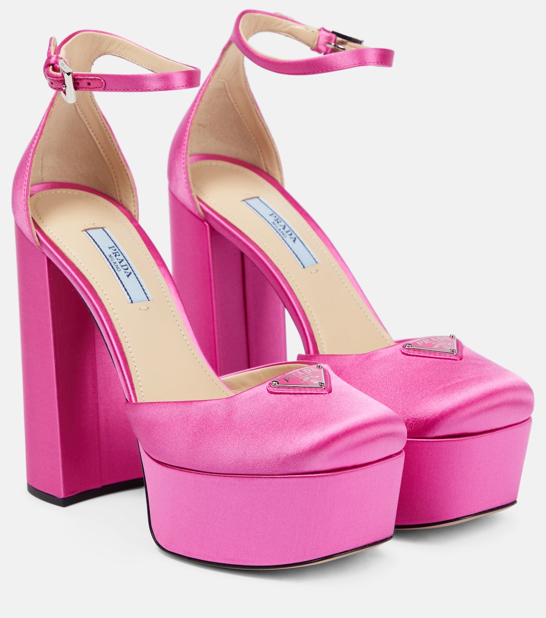 Атласные платформенные лоферы Prada, Begonia