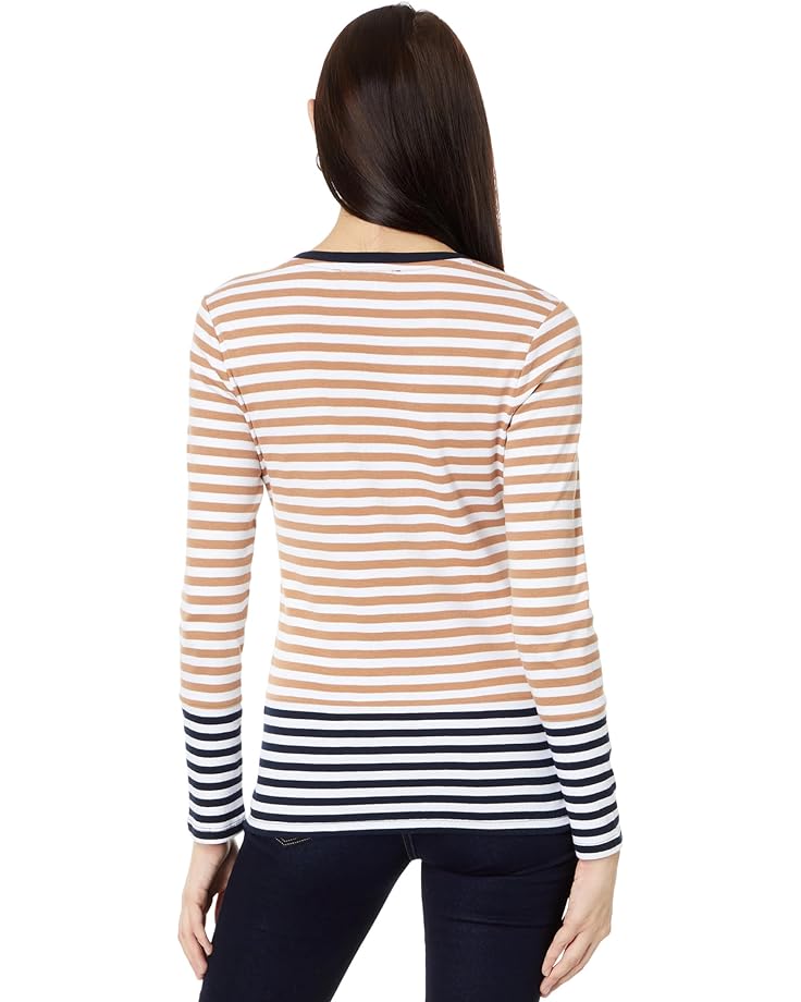 

Футболка Tommy Hilfiger Long Sleeve Color-Block Stripe Tee, цвет Brown Sugar Multi