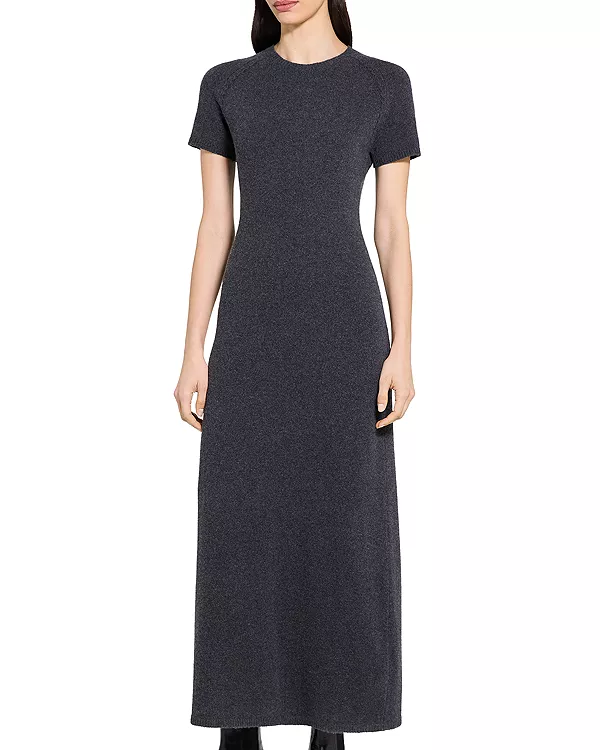 

Платье-Свитер с рукавами реглан из шерстяной смеси. Theory, серый