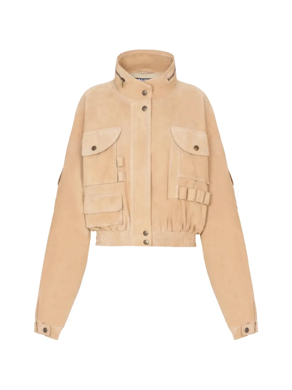 Замшевая куртка-бомбер с карманами Balmain, нейтральный