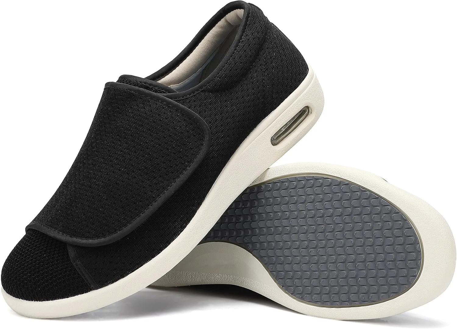 

Мужская диабетическая обувь Elitechoice, широкий размер, для пожилых мужчин, регулируемая застежка, легкая и дышащая, кроссовки для отекших ног и хождения при отеках, черный