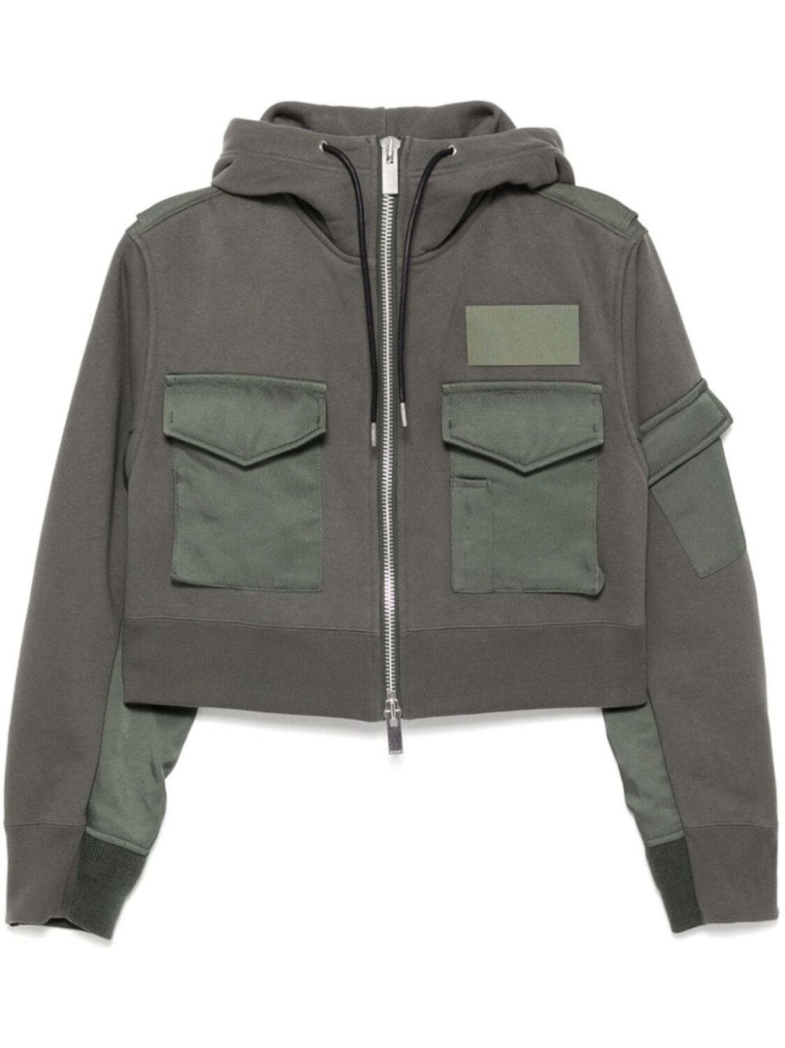 

Укороченная куртка в стиле пэчворк от sacai, зеленый