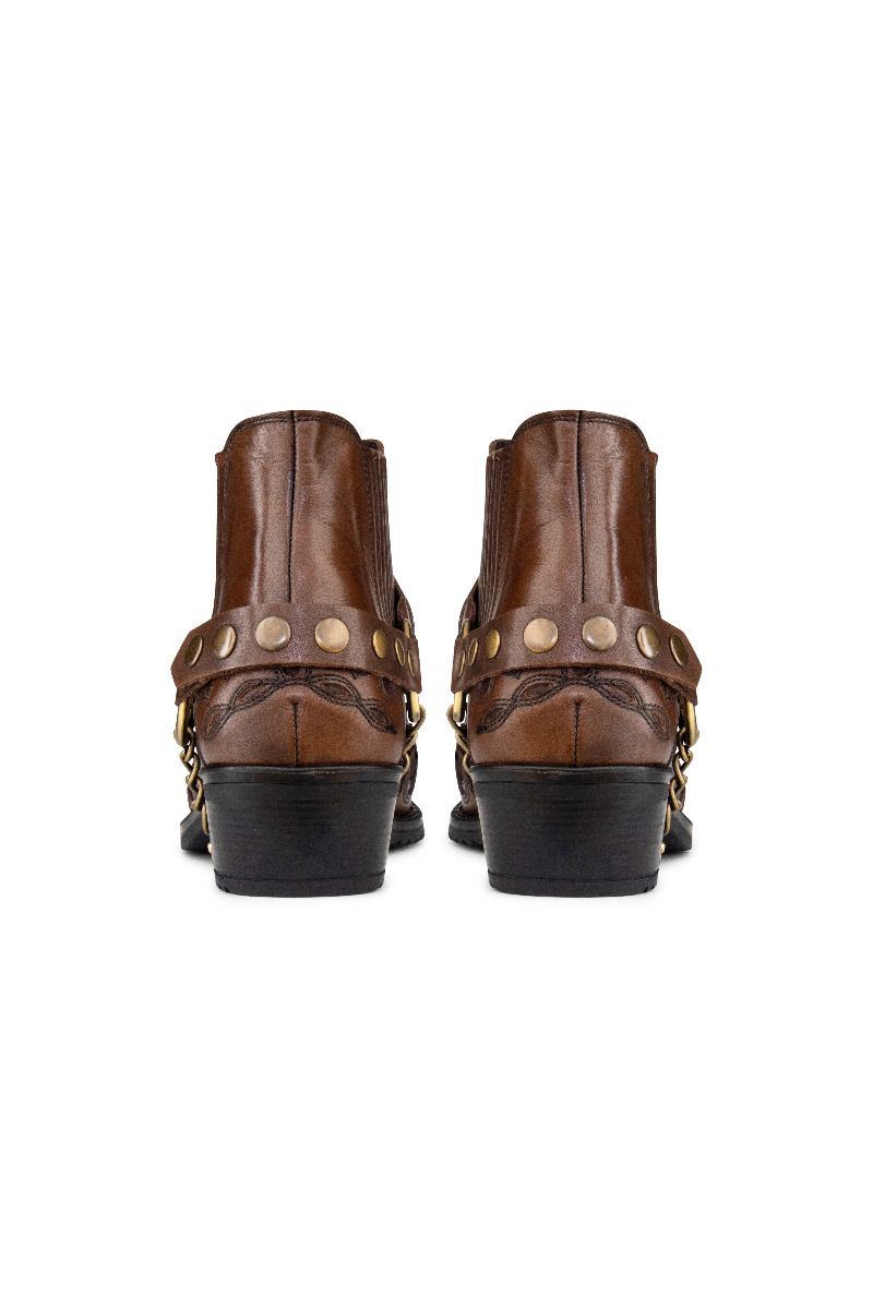 Мужские двухцветные кожаные байкерские ботинки Winklepicker коричневого цвета Infinity Leather — фото 4