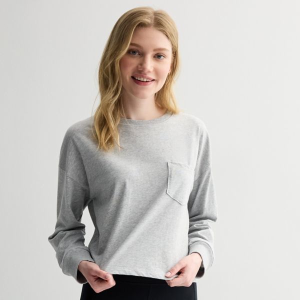 

Укороченный топ свободного кроя с длинными рукавами и карманами для юниоров So, цвет gray fox heather