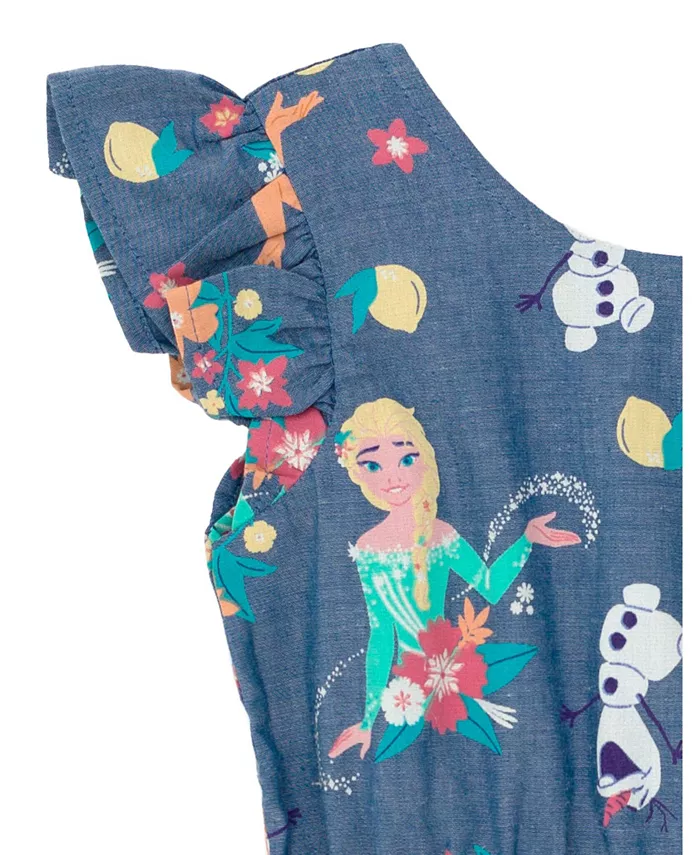 Платье-клеш для девочки Toddler Girls Disney Minnie Mouse Mickey Mouse Daisy Lilo & Stitch Princess Belle Ariel из денима Frozen, синий — фото 3