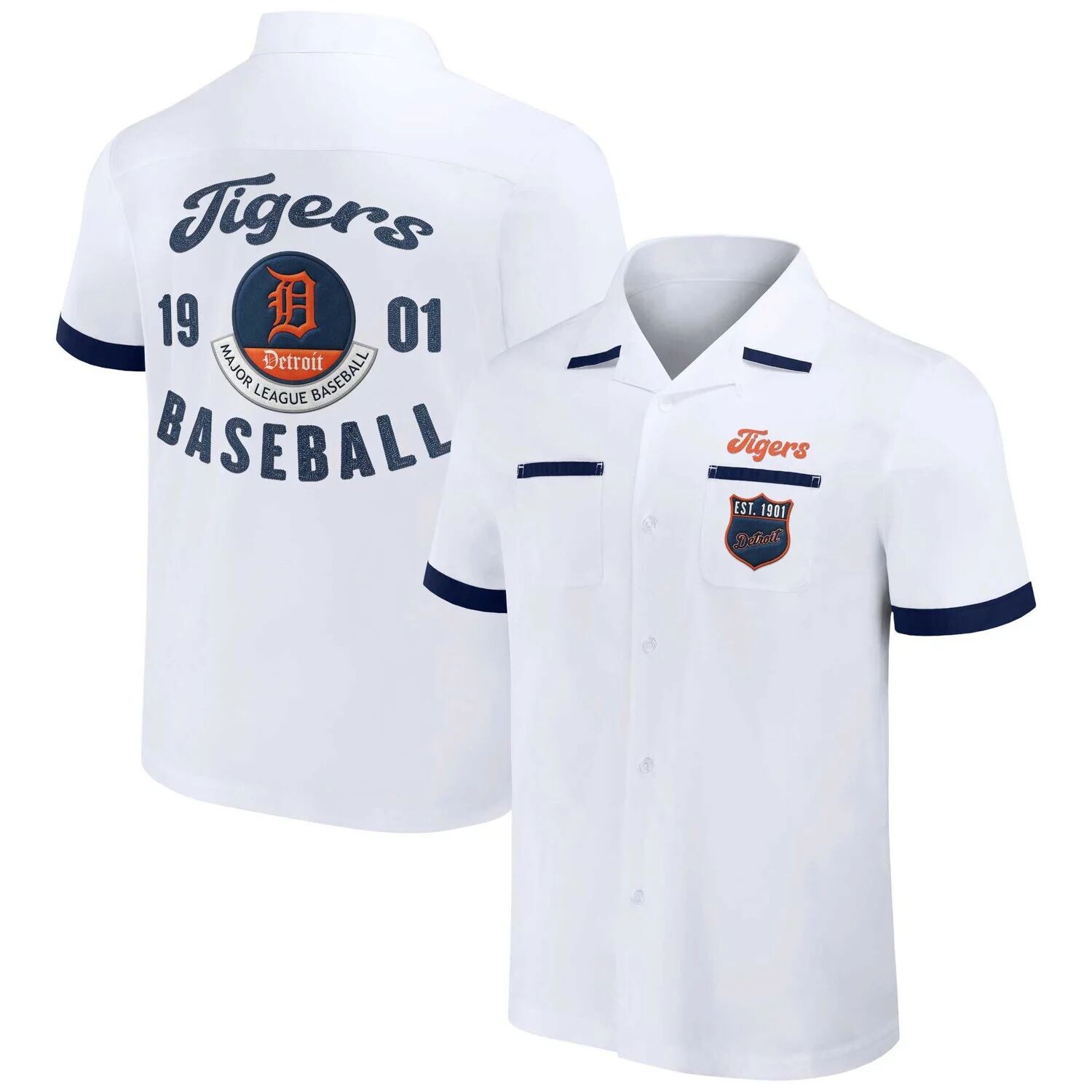 

Мужская белая рубашка на пуговицах для боулинга Darius Rucker Collection от Fanatics Detroit Tigers