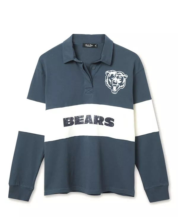 

Женский свитер с длинными рукавами в стиле регби с символикой команды «Чикаго Беарз» НФЛ Junk Food Clothing, синий