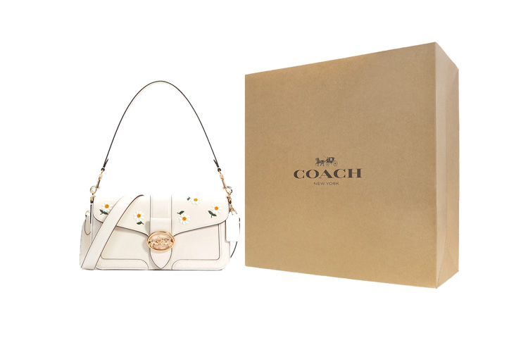 

COACH Сумка Georgie Leather God Of Wine, через плечо, кроссбоди, средняя женская белая