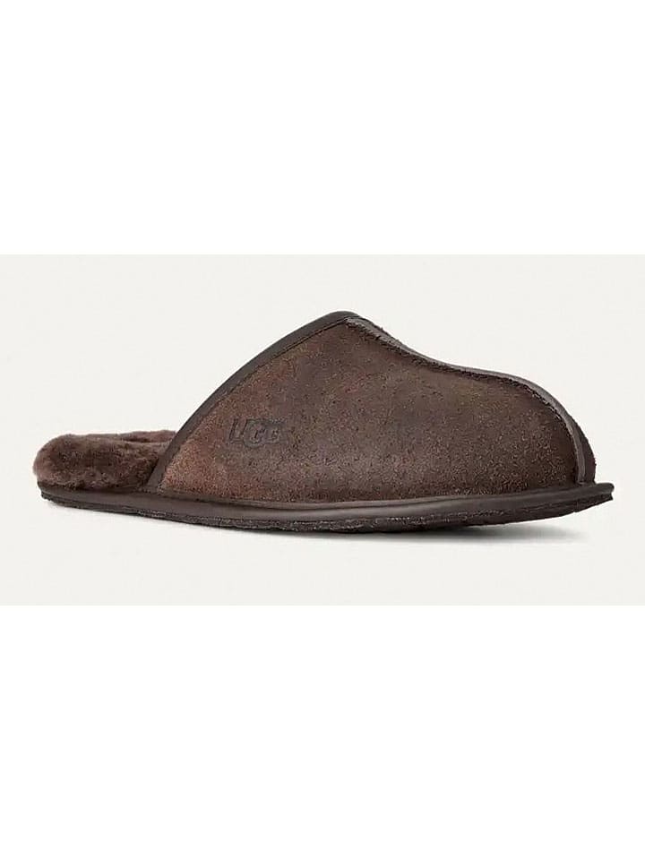 UGG Кожаные тапочки "Scuff" коричневого цвета — фото 2