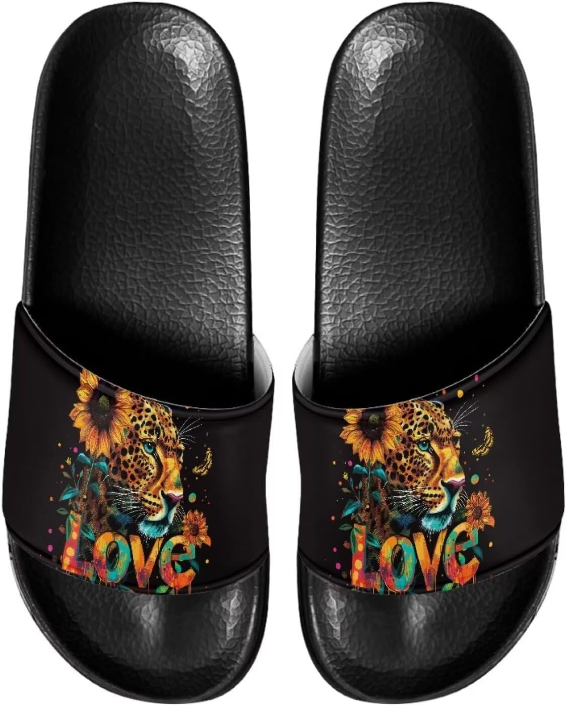 

Мужские шлепанцы для душа Kathyboom, комфортные сандалии с открытым носком, нескользящие, плоские, домашние тапочки, Sunflower Tiger