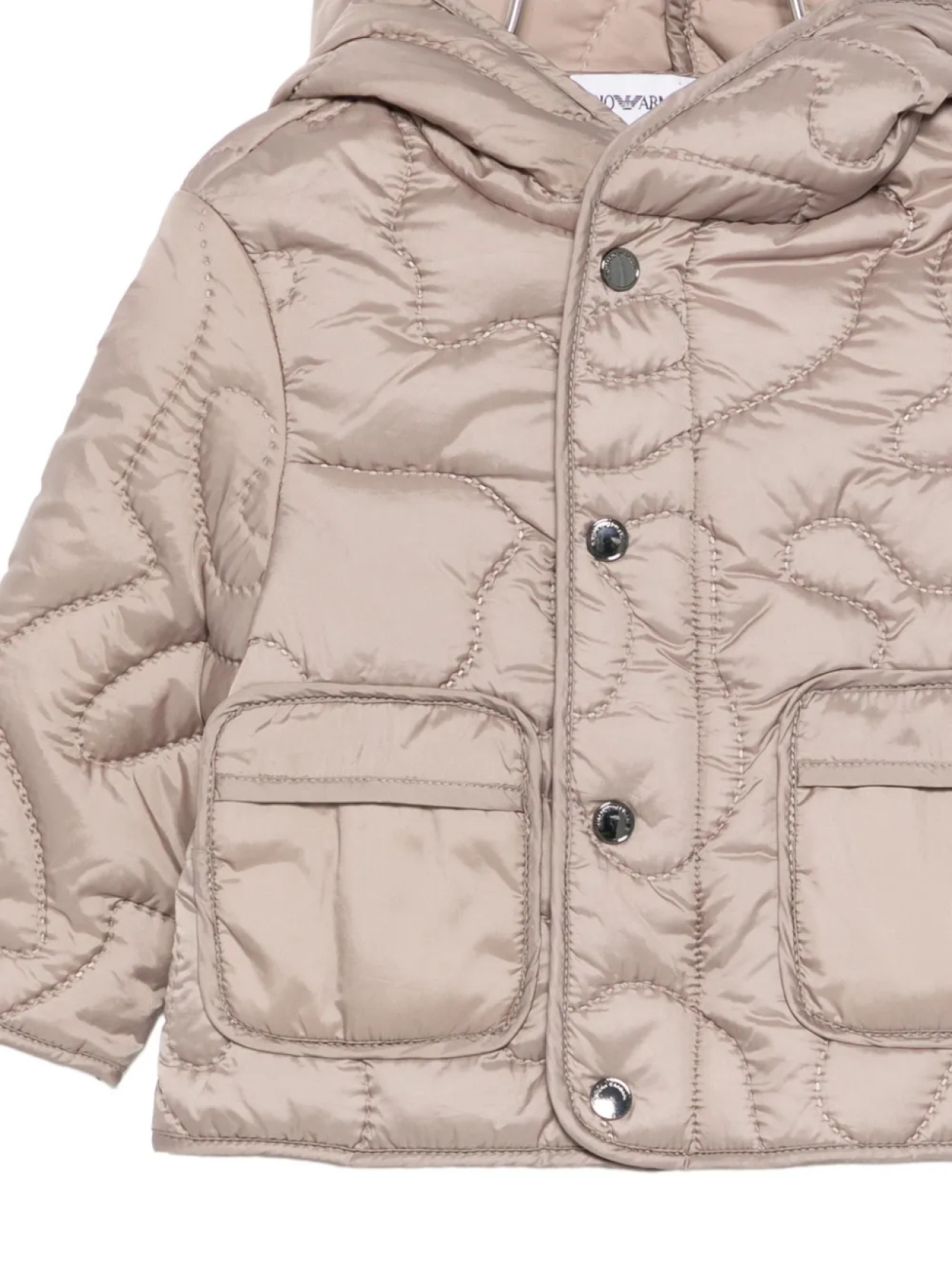 Стеганая куртка с капюшоном Emporio Armani Kids, зеленый — фото 3