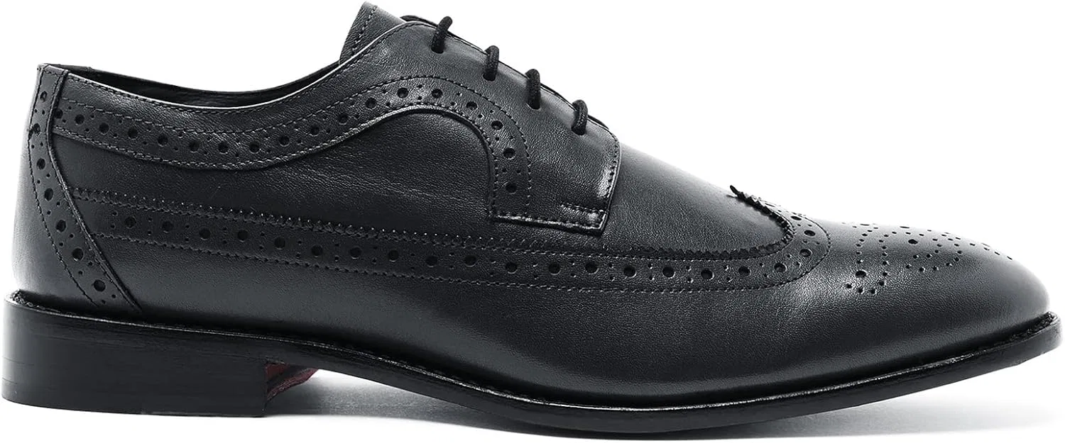 Мужские кожаные туфли Anthony Veer Regan Wingtip Oxford из натуральной кожи Goodyear World, Black — фото 2