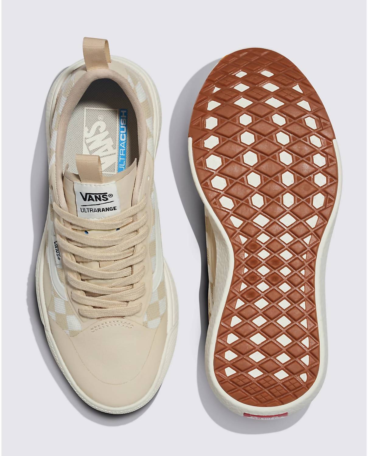 Женские кроссовки MTE Ultrarange Exo в клетку кремового цвета Vans — фото 3