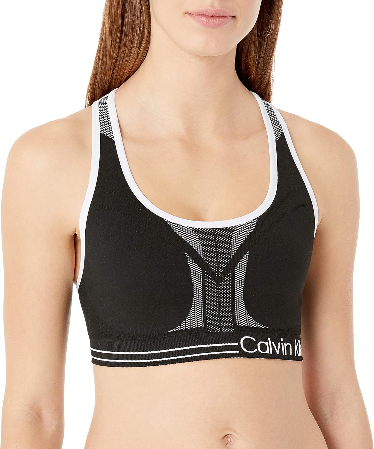 

Женский спортивный бюстгальтер Calvin Klein Performance средней плотности, двусторонний (стандартные и большие размеры), Black/White