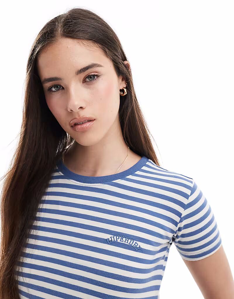 

Футболка Superdry Essential в полоску с логотипом в синюю полоску