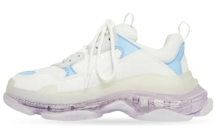 Кроссовки Balenciaga Triple S Clear Sole Leather Free Light Blue Grey Light Purple White Women's
