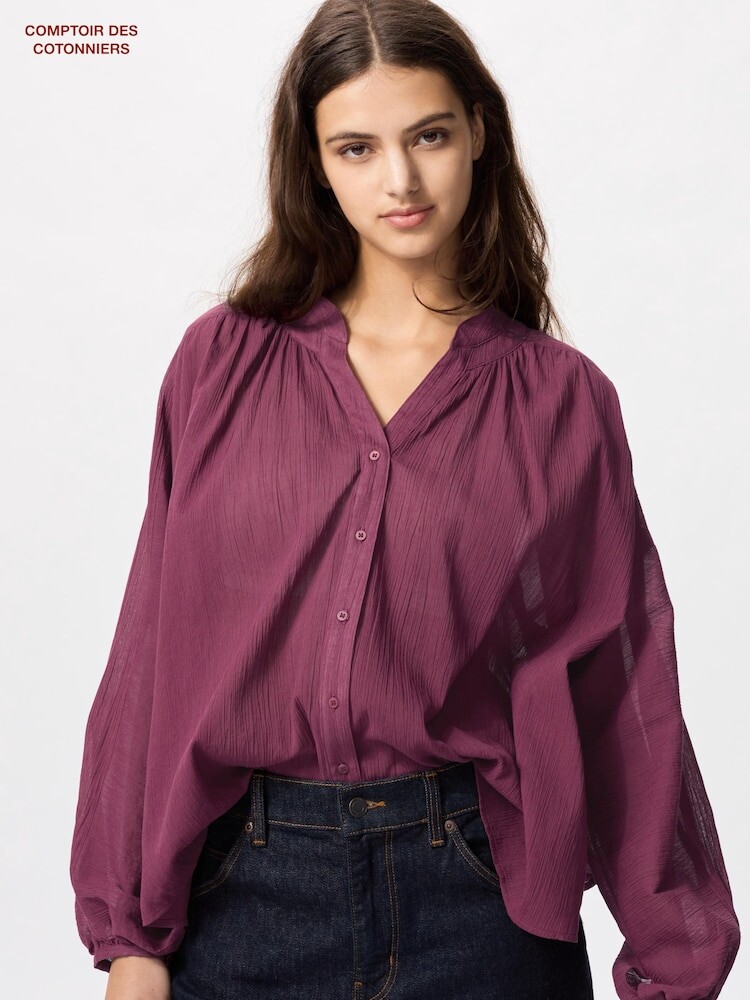 

Рубашка из хлопка Uniqlo, фиолетовый