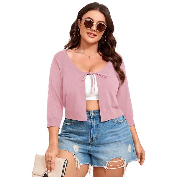 

Женский болеро-кардиган с завязкой спереди, риб Seoria, Pink