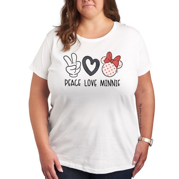

Футболка с рисунком Минни Маус больших размеров Peace Love Minnie Disney, белый