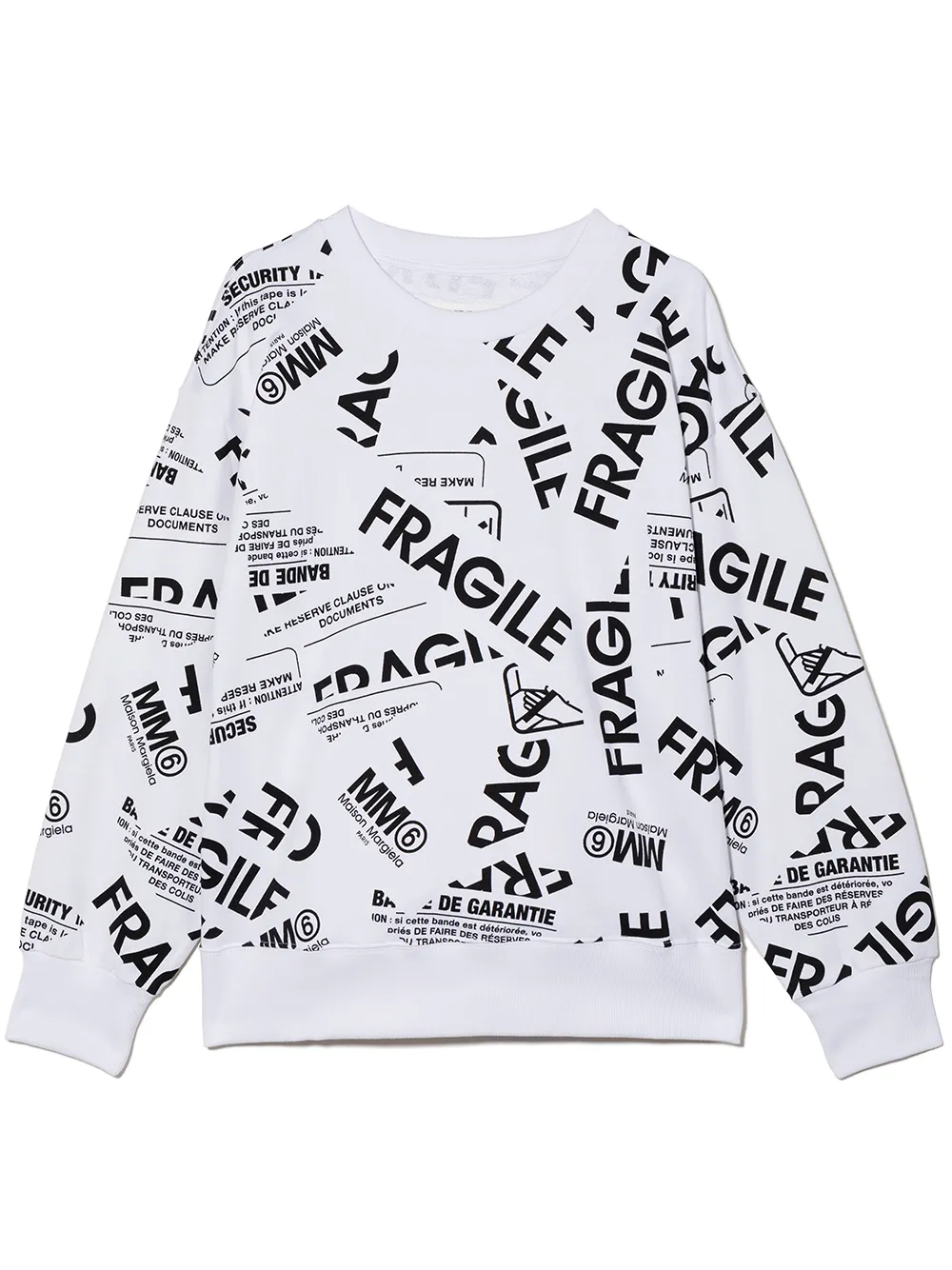 

Толстовка Fragile с круглым вырезом MM6 Maison Margiela Kids, белый