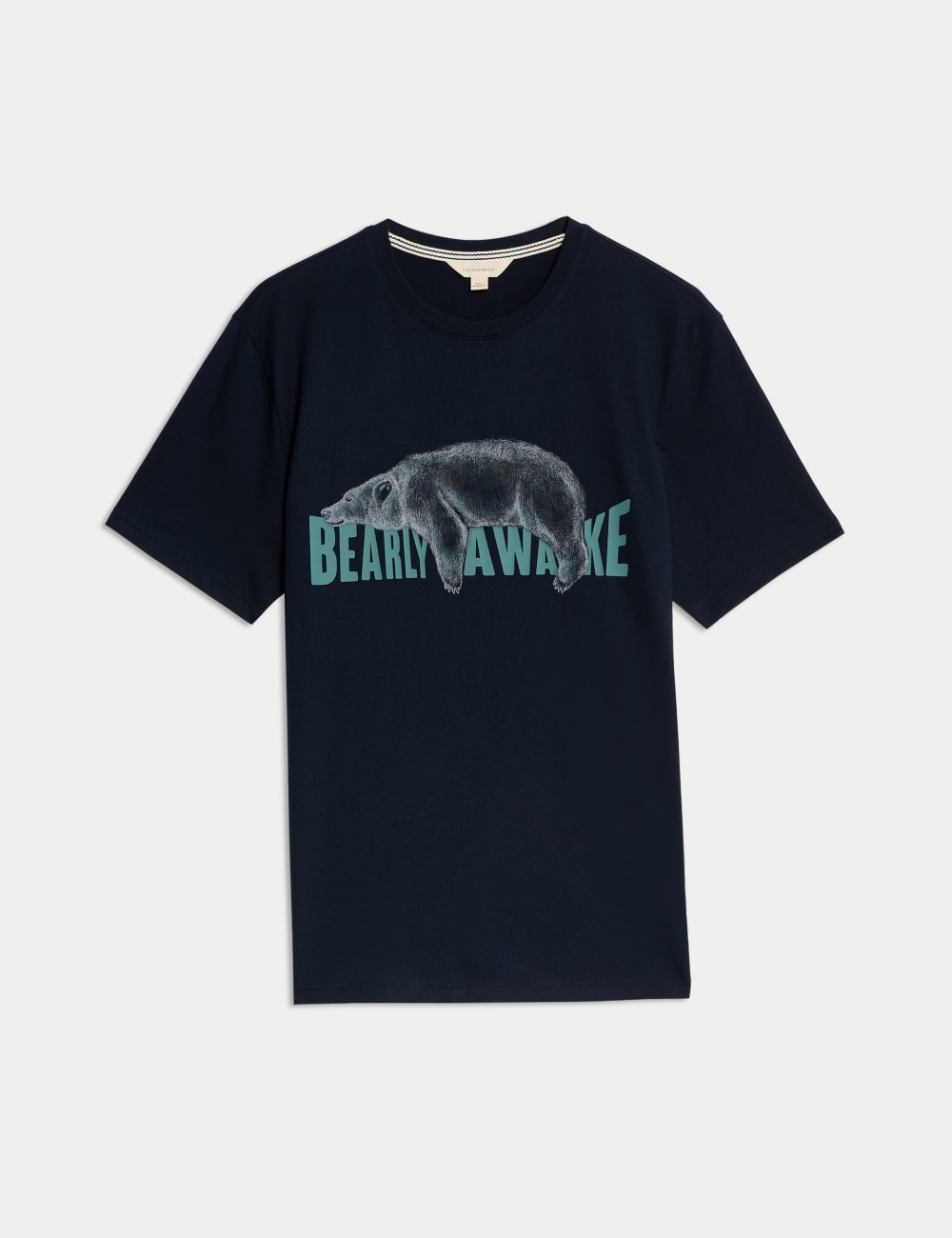 

Футболка Bearly Awake из чистого хлопка Marks & Spencer, темно-синий