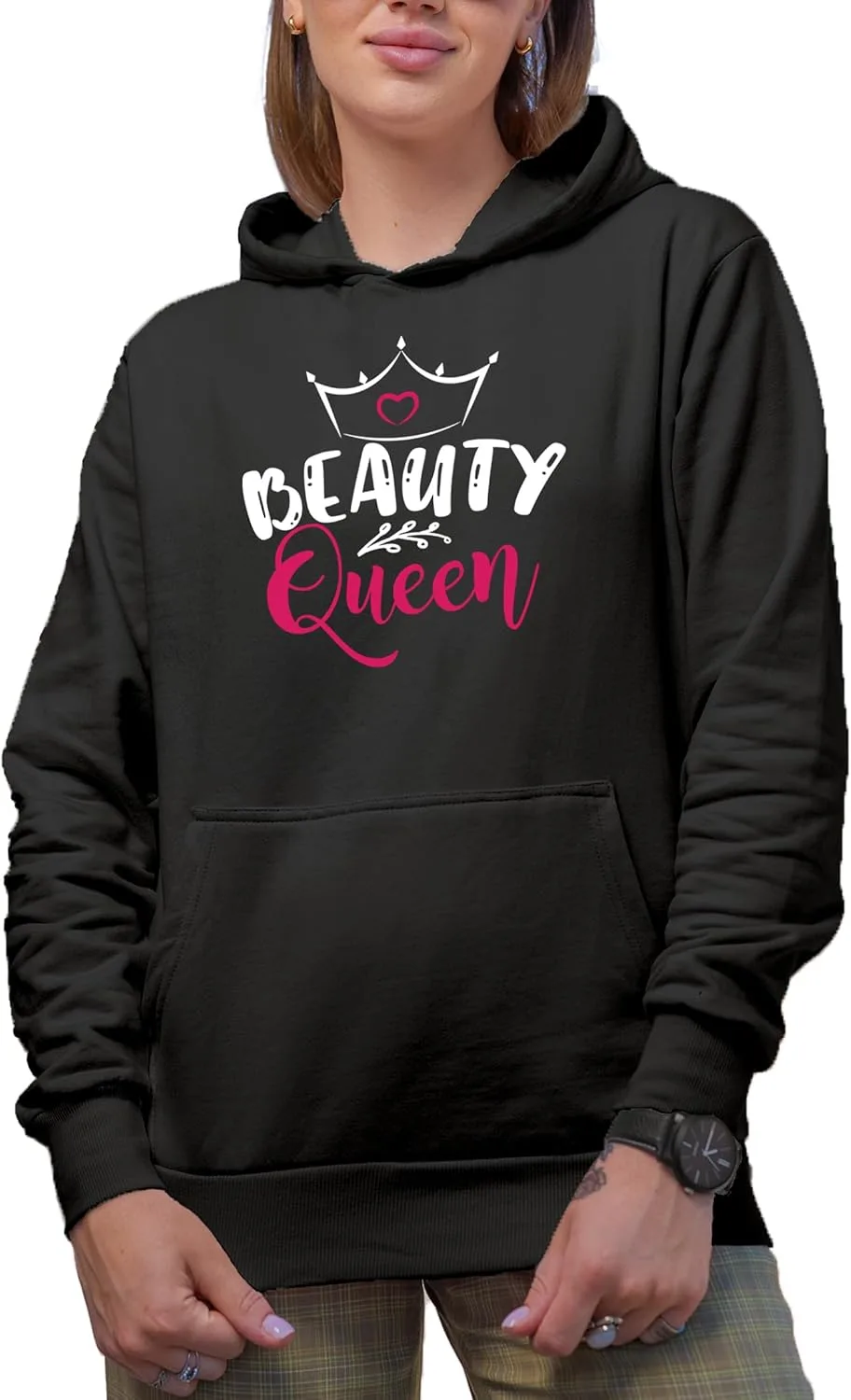

Толстовка с капюшоном Beauty Queen с сердцем и короной Make Your Mark Design