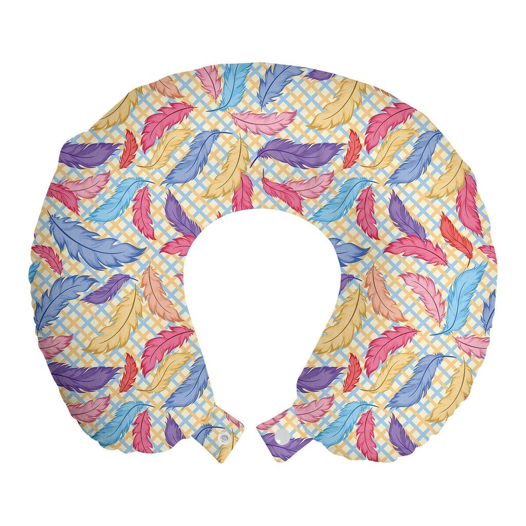 

ABAKUHAUS Красочная дорожная подушка для шеи, разноцветные клетчатые предметы из пенопласта для путешествий в самолете и автомобиле, 30x30 см, разноцветные