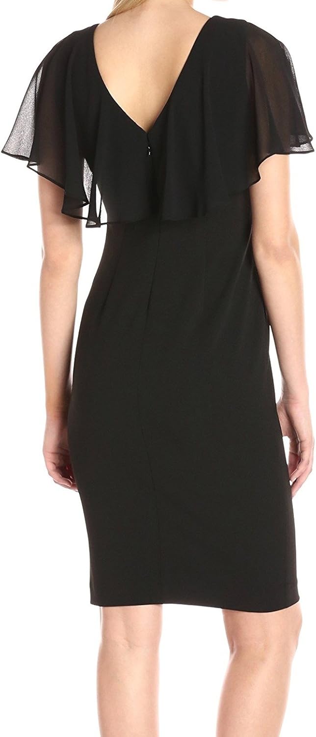 Женское платье-футляр Calvin Klein из шифона с рукавами-крылышками, Black — фото 2
