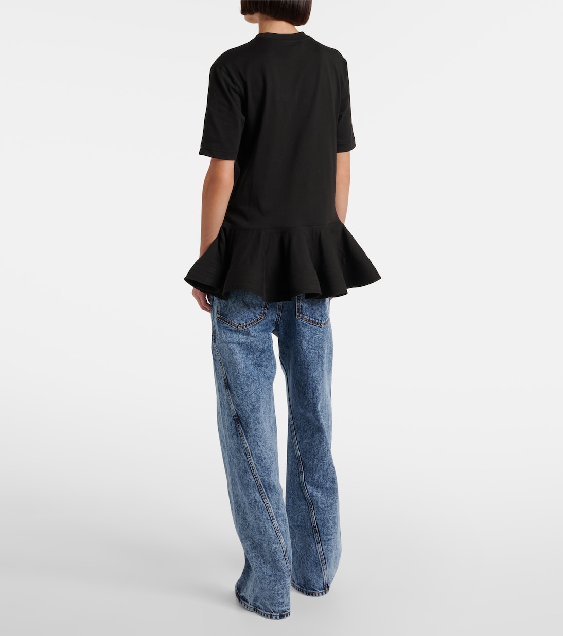Пеплум из хлопкового джерси, футболка Alaïa, Noir Alaia — фото 3
