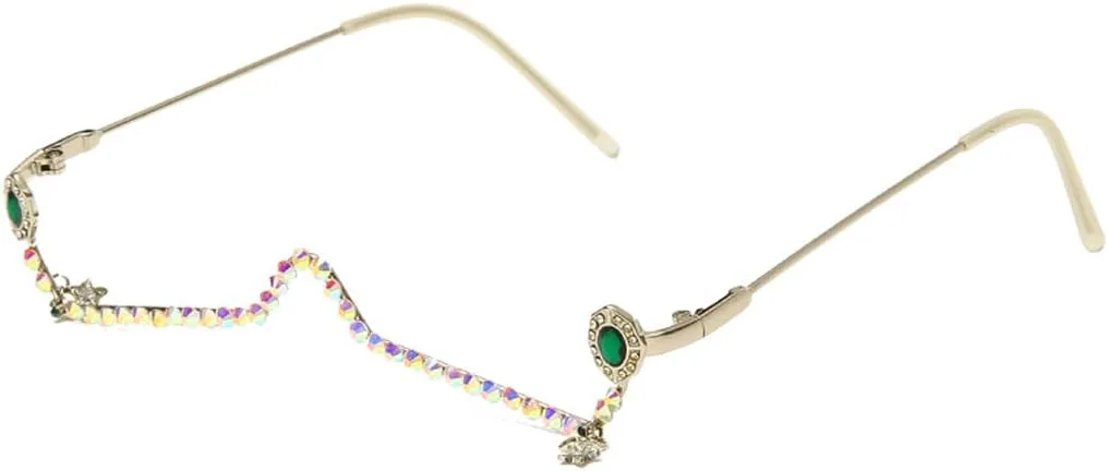 

Модные солнцезащитные очки без линз, полуободковые солнцезащитные очки без линз с бриллиантами, оправы для очков с кристаллами и стразами WYSJYBHJ, White