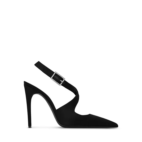 Женские туфли-лодочки Spontini с открытой пяткой Saint Laurent, черный — фото 2
