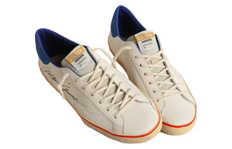 Кроссовки Golden Goose Super-Star Skateboarding Shoes Men Low-top White, белый/синий — фото 3