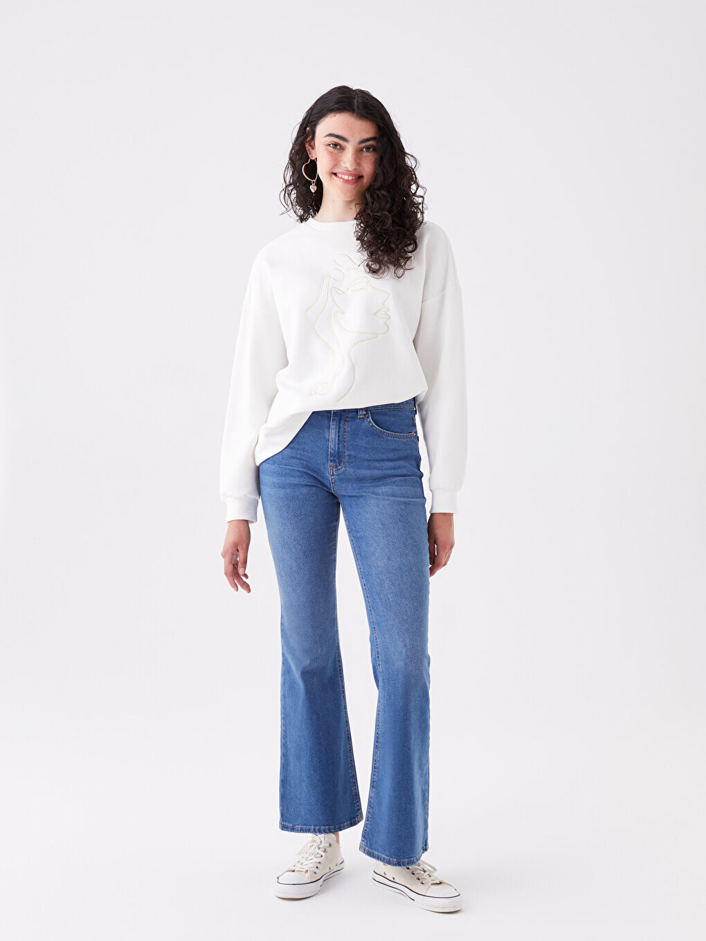 

Расклешенные женские джинсовые брюки LCW Jeans, среднее индиго родео