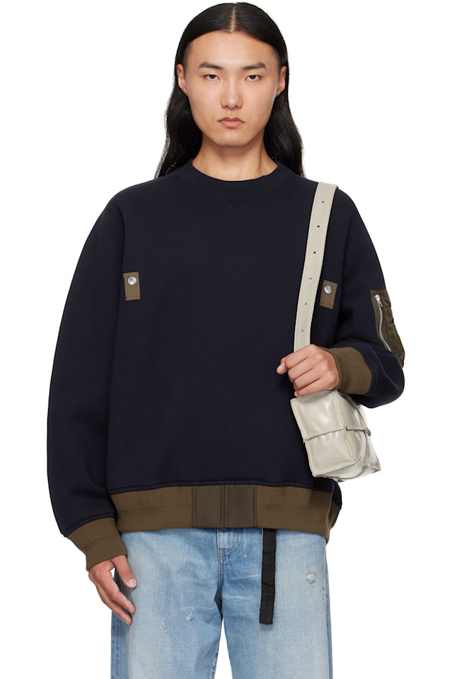 

Sacai Свитер из войлока цвета сине-хаки