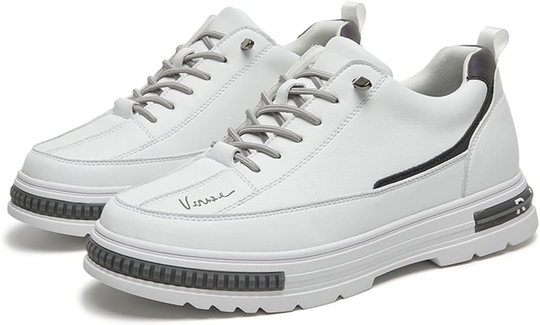 

Мужские кожаные туфли с повышением роста, дышащие, противоскользящие, деловые кроссовки для комфорта при вождении, офисной и повседневной ходьбе Ukuboxbag, белый