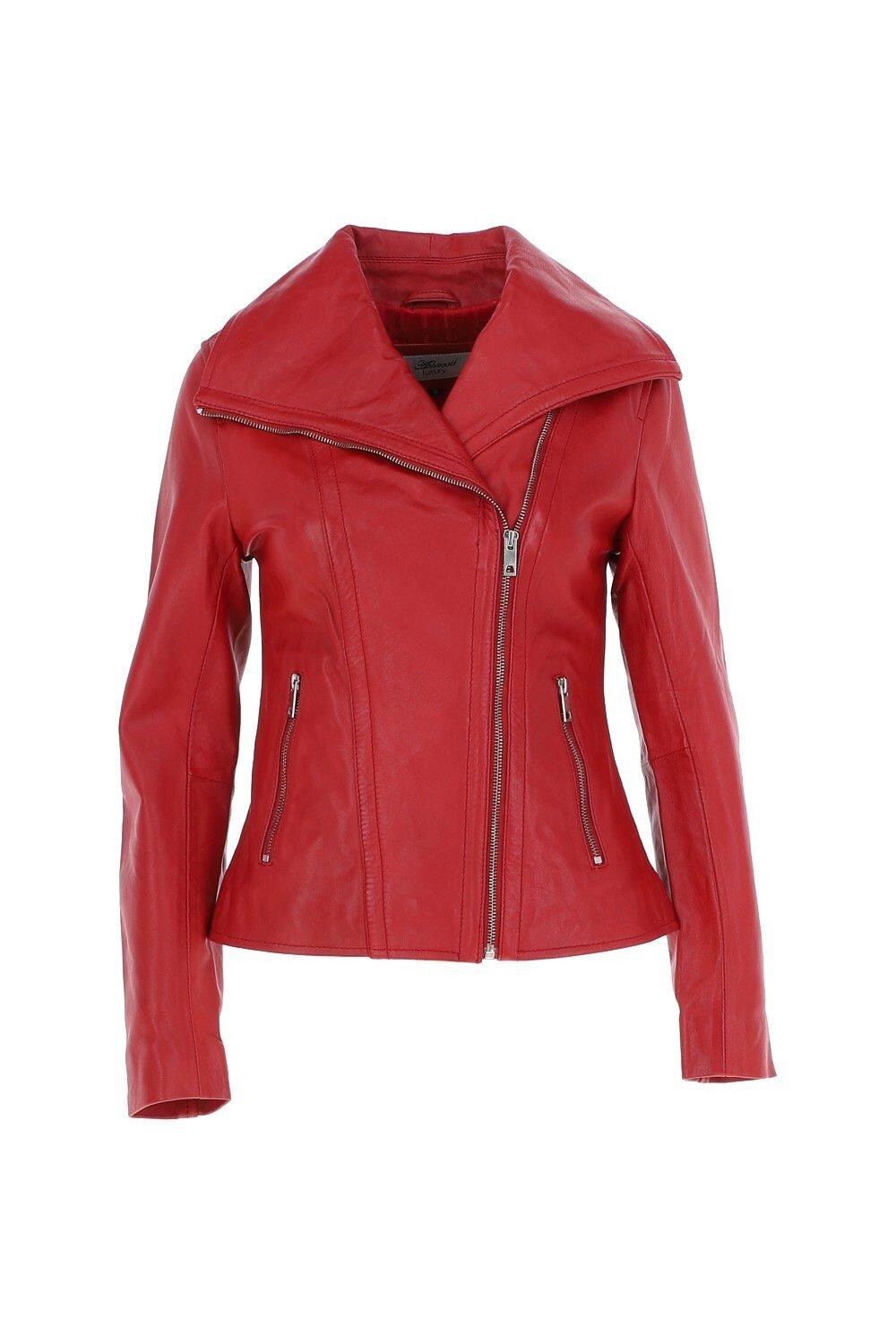 

Женская кожаная байкерская куртка Isabella с широким воротником Ashwood Leather, красный