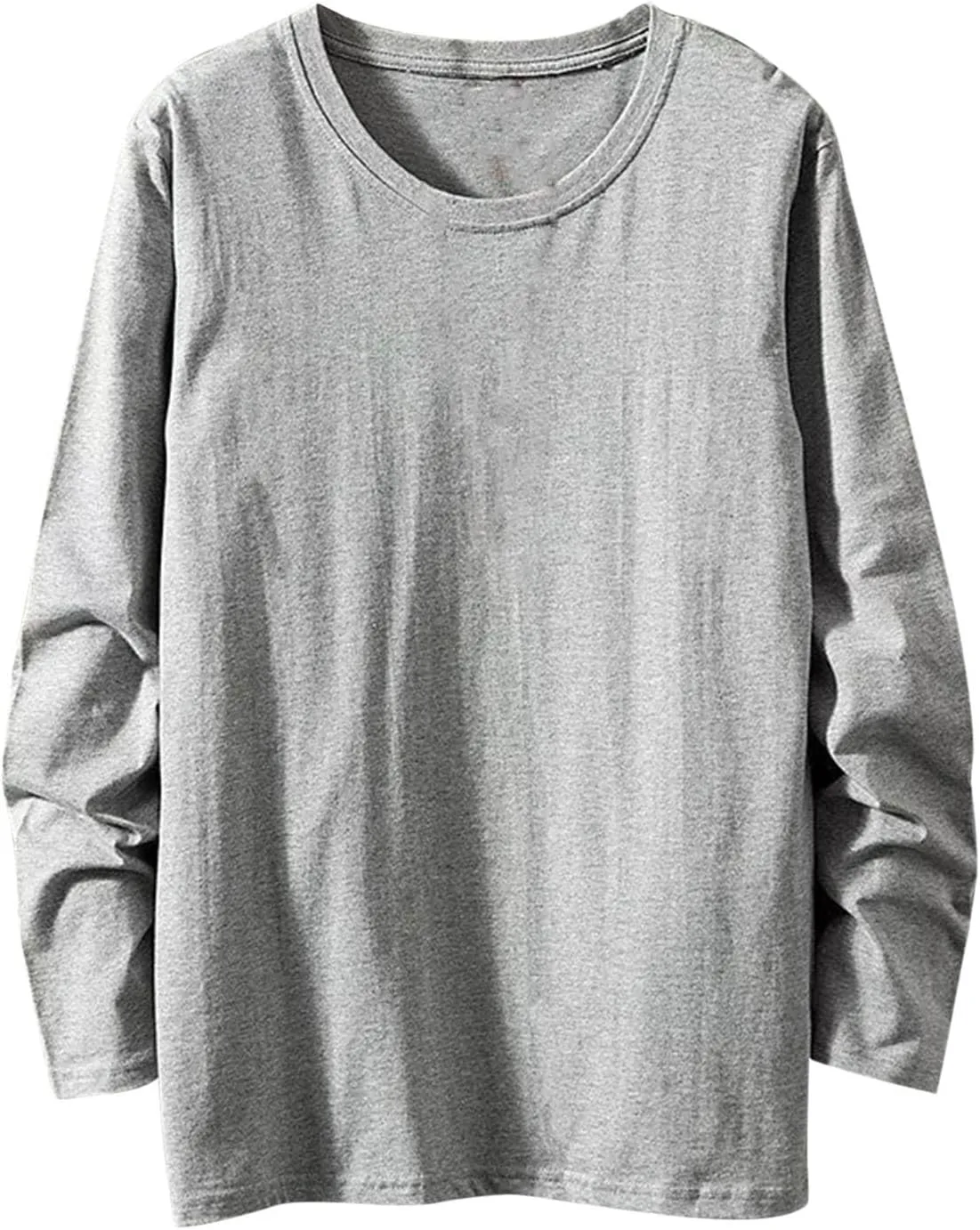 

Мужская базовая футболка с длинным рукавом Plus Size Cotton Crewneck