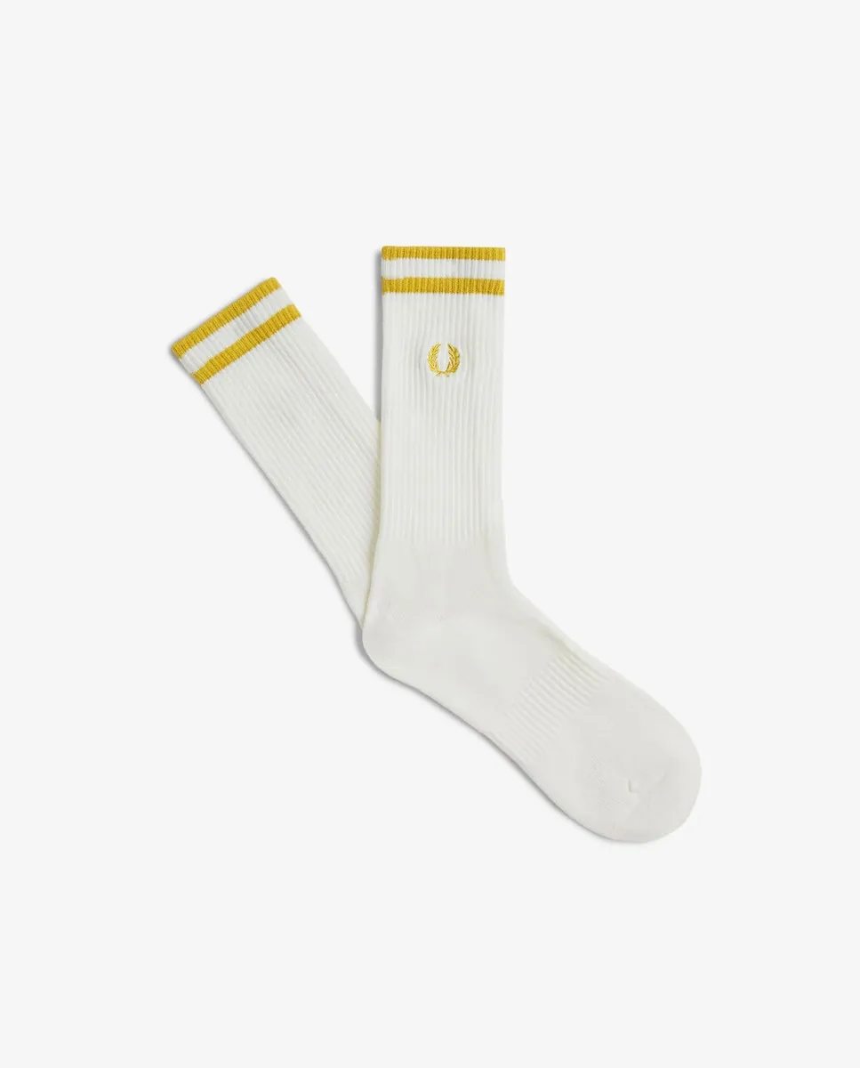 

Высокие мужские носки с двумя контрастными полосками Fred Perry, белый/желтый