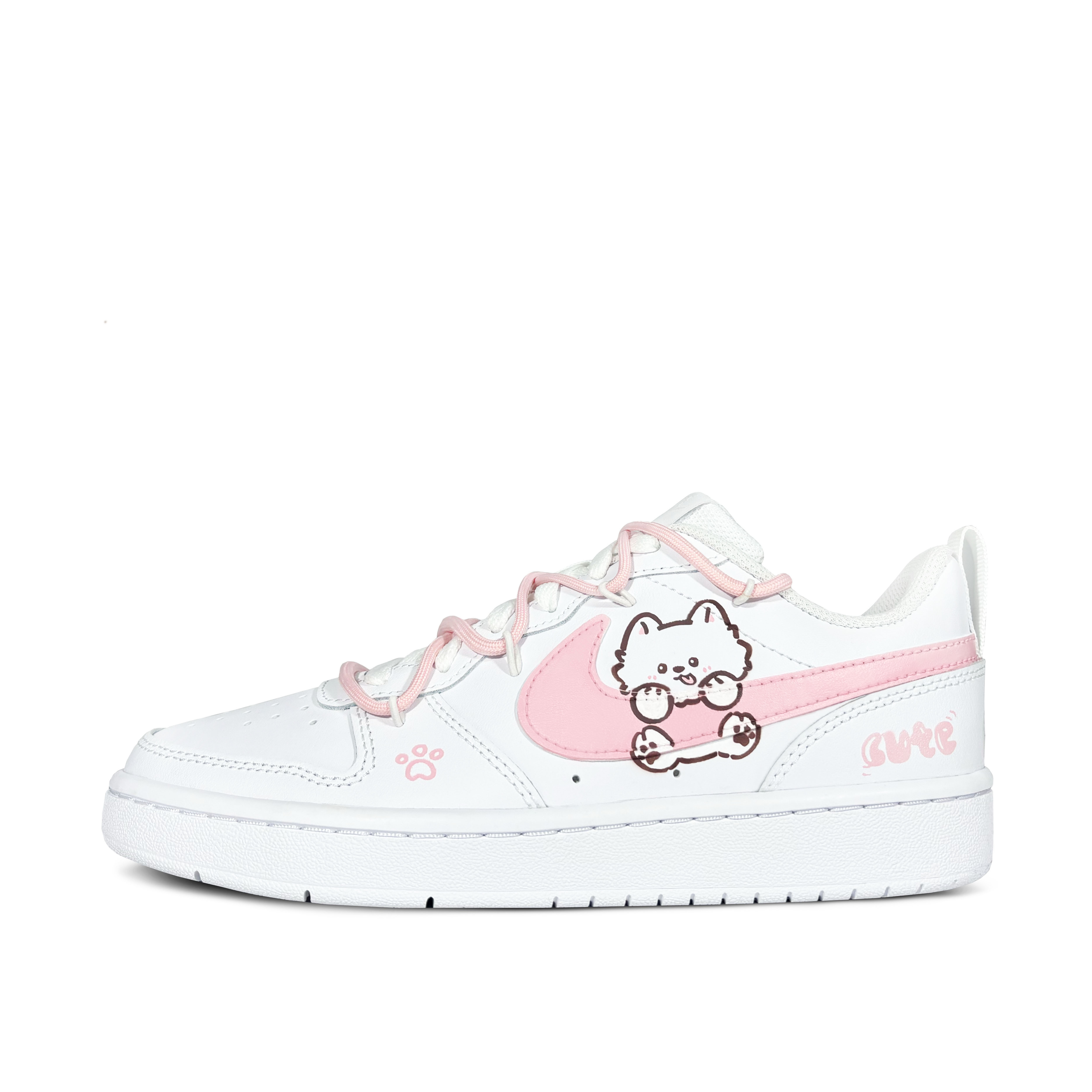 

Nike Низкие детские кроссовки для скейтбординга Court Borough, розовые, белые, подростковые