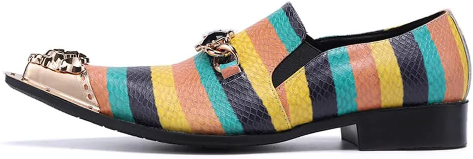 

Мужские классические лоферы Santimon для вождения, в полоску, с бусинами, из натуральной кожи, без шнуровки, формальные, с заостренным носком, для свадьбы и вечеринки, мультиколор